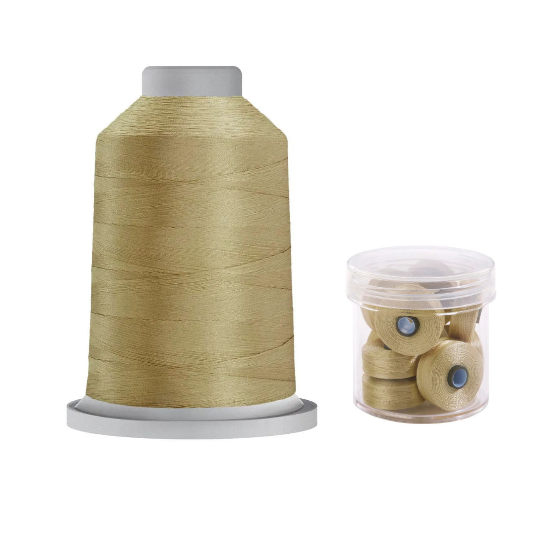 Glide Thread 40wt M Bundle - 5000m King Spool and M Bobbin Jar, 24525 Khaki