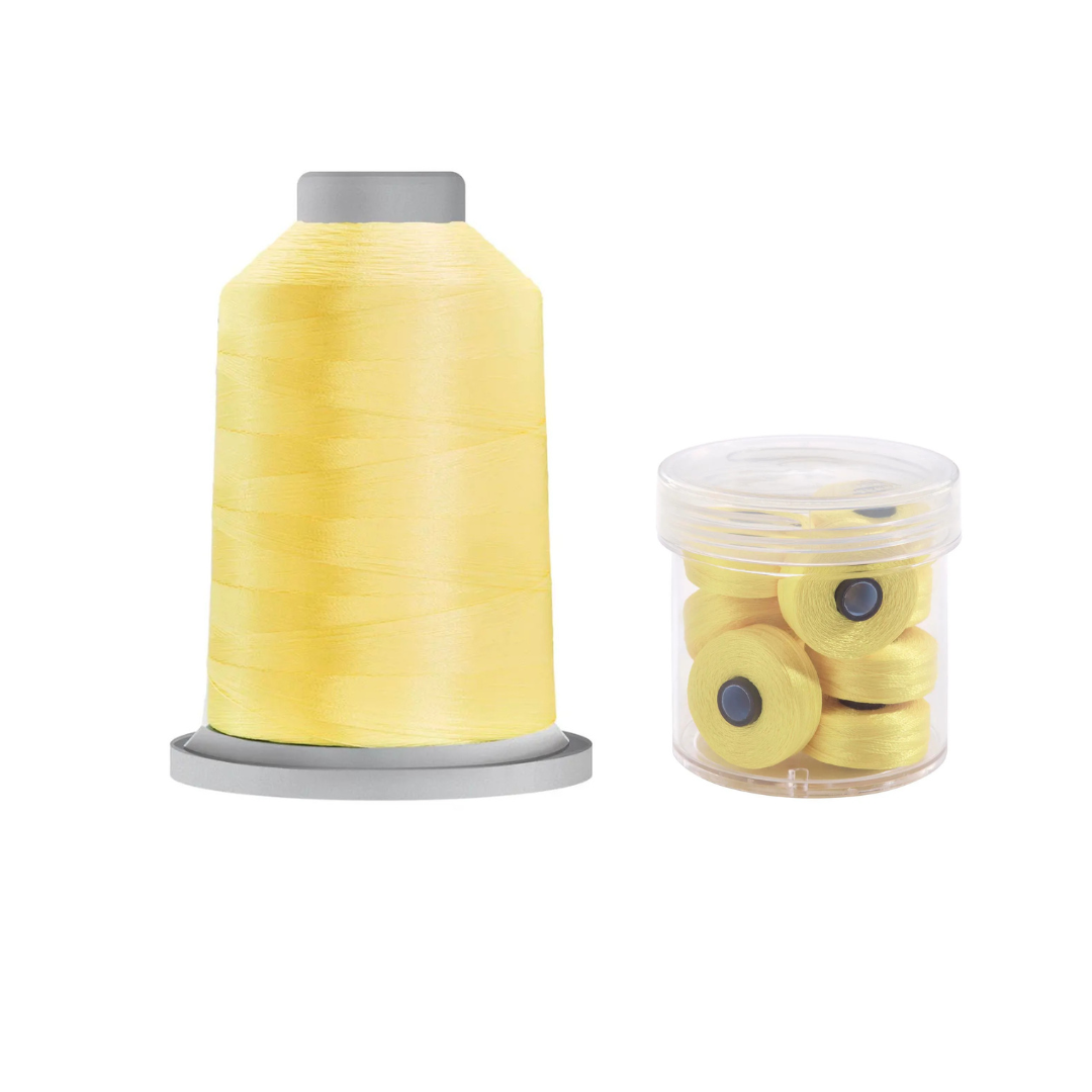 Glide Thread 40wt M Bundle - 5000 m Spool and M Bobbin Jar, 80607 Lemon Ice