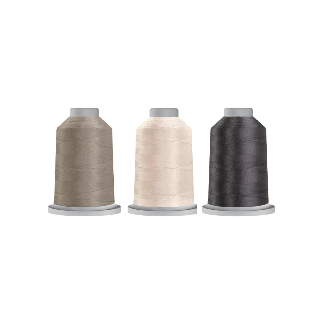 Workhorse Neutral Modern Calm bundle featuring Cool Grey 3, Bone, and Starlight Glide thread spools.