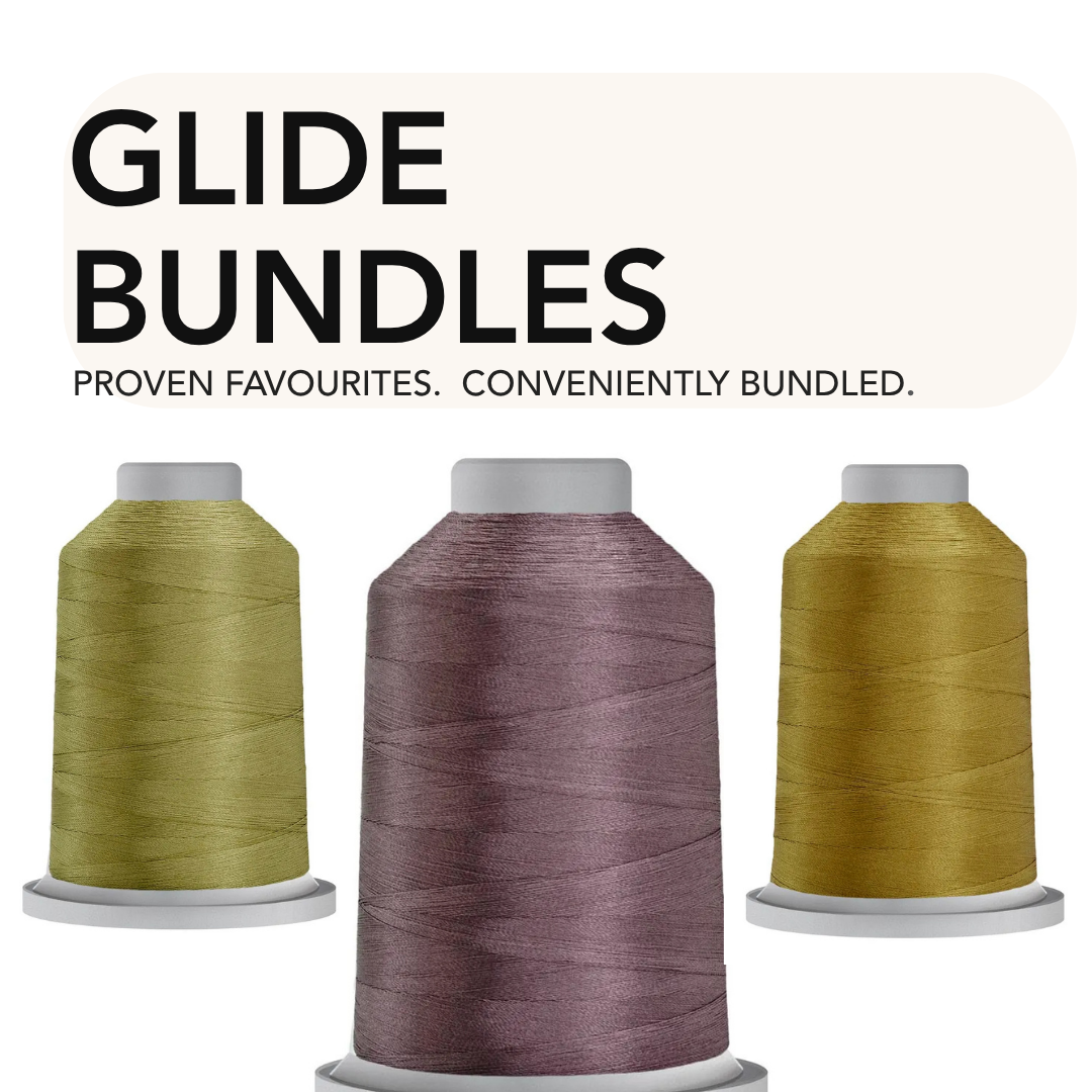 Glide thread and bobbin bundle sets with matching colors for professional quilting results