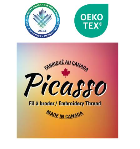 Picasso 40wt trilobal polyester quilting thread made in Canada with eco-friendly certifications