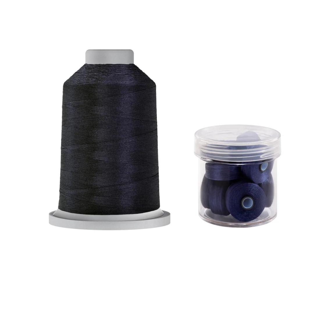 Glide Thread 40wt M Bundle - 5000 m Spool and M Bobbin Jar, 30281 Blueberry