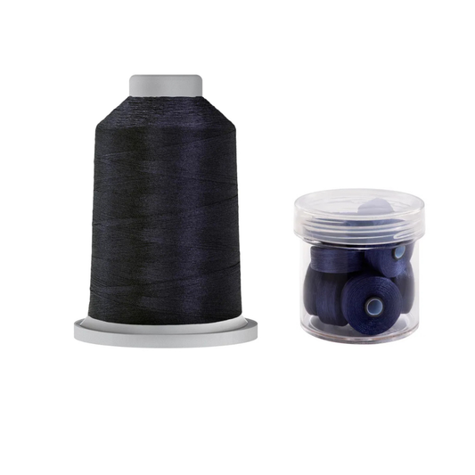 Glide Thread 40wt M Bundle - 5000 m Spool and M Bobbin Jar, 30281 Blueberry