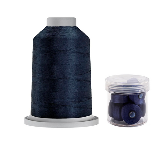 Glide Thread 40wt M Bundle - 5000 m Spool and M Bobbin Jar, 30288 Bright Blue