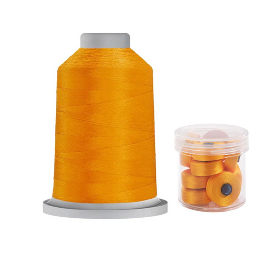 Glide Thread 40wt M Bundle - 5000 m Spool and M Bobbin Jar, 80137 Bright Gold