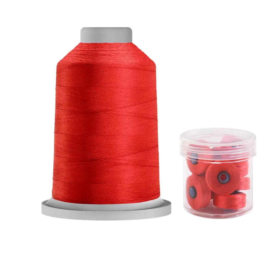 Glide Thread 40wt M Bundle - 5000 m Spool and M Bobbin Jar, 70032 Cherry