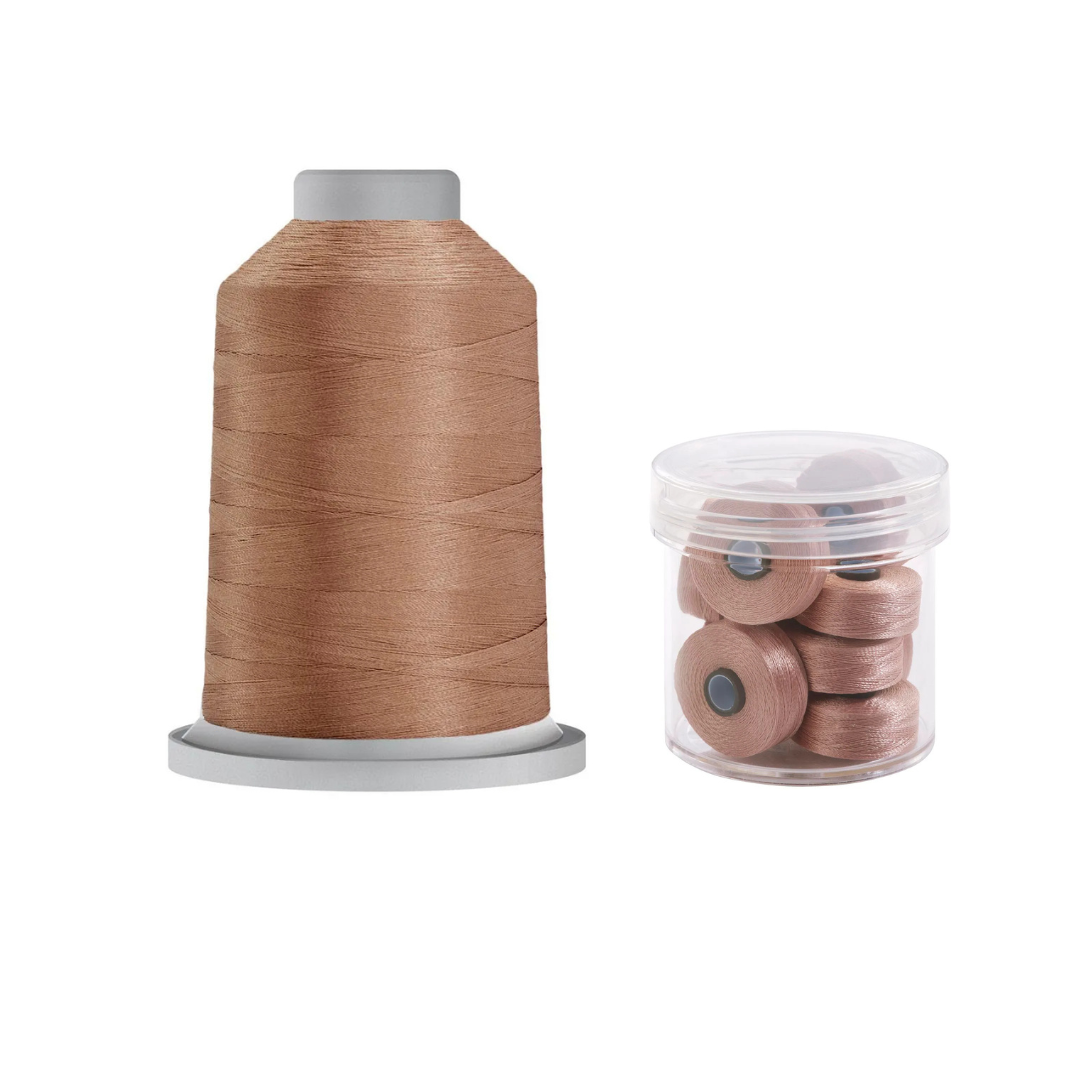 Glide Thread 40 wt M Bundle - 5000 m King Cone and M Bobbin Jar, 27521 Chestnut