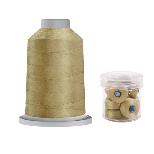 Glide Thread 40wt M Bundle - 5000 m Spool and M Bobbin Jar, 24525 Khaki