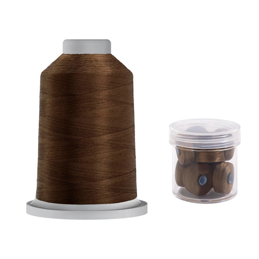 Glide Thread 40wt M Bundle - 5000 m Spool and M Bobbin Jar, 20140 Leather