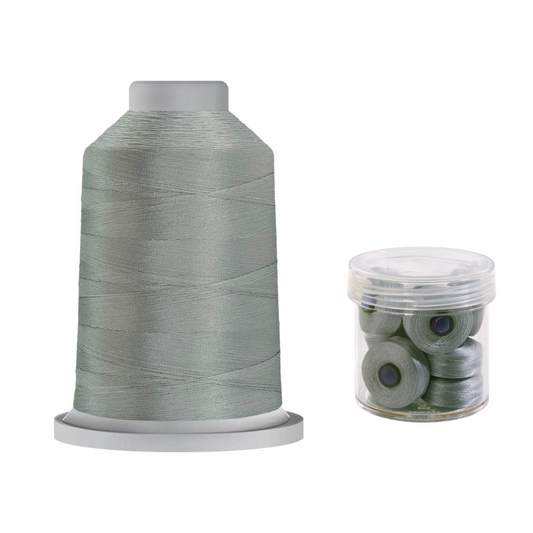 Glide Thread 40wt M Bundle - 5000 m Spool and M Bobbin Jar, 17543 Light Grey