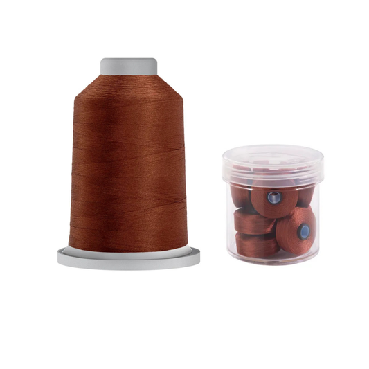 Glide Thread 40wt M Bundle - 5000 m Spool and M Bobbin Jar, 20160 Mahogany
