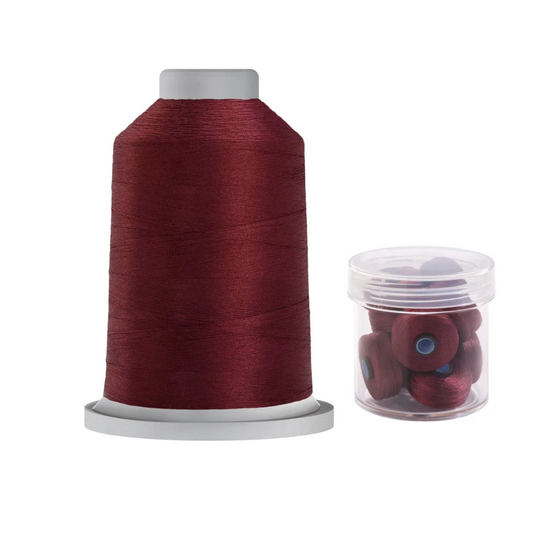 Glide Thread 40wt M Bundle - 5000 m Spool and M Bobbin Jar, 70209 Maroon