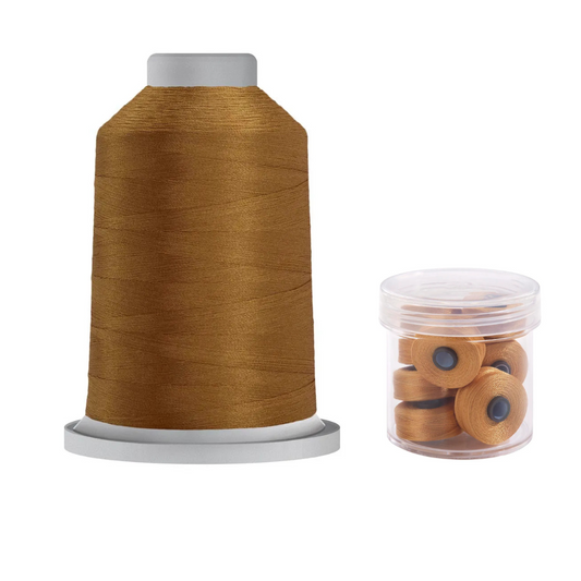 Glide Thread 40wt M Bundle - 5000 m Spool and M Bobbin Jar, 27407 Military Gold