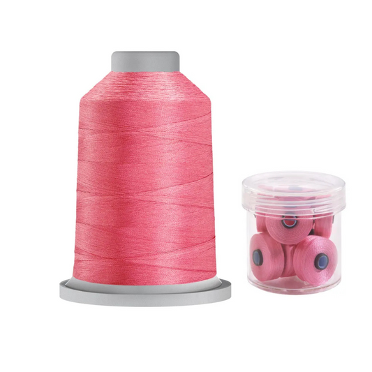 Glide Thread 40wt M Bundle - 5000 m Spool and M Bobbin Jar, 70189 Pink