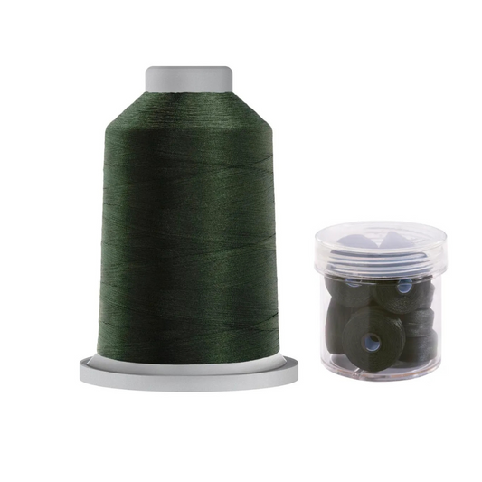 Glide Thread 40wt M Bundle - 5000 m Spool and M Bobbin Jar, 60350 Totem Green