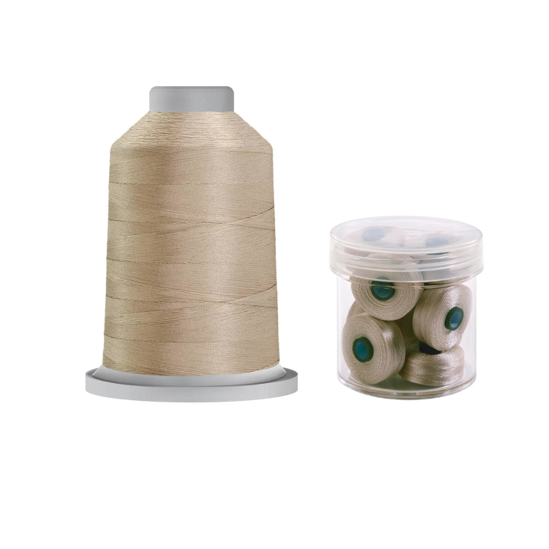 Glide Thread 40wt M Bundle - 5000 m Spool and M Bobbin Jar, 10WG4 Warm Grey 4