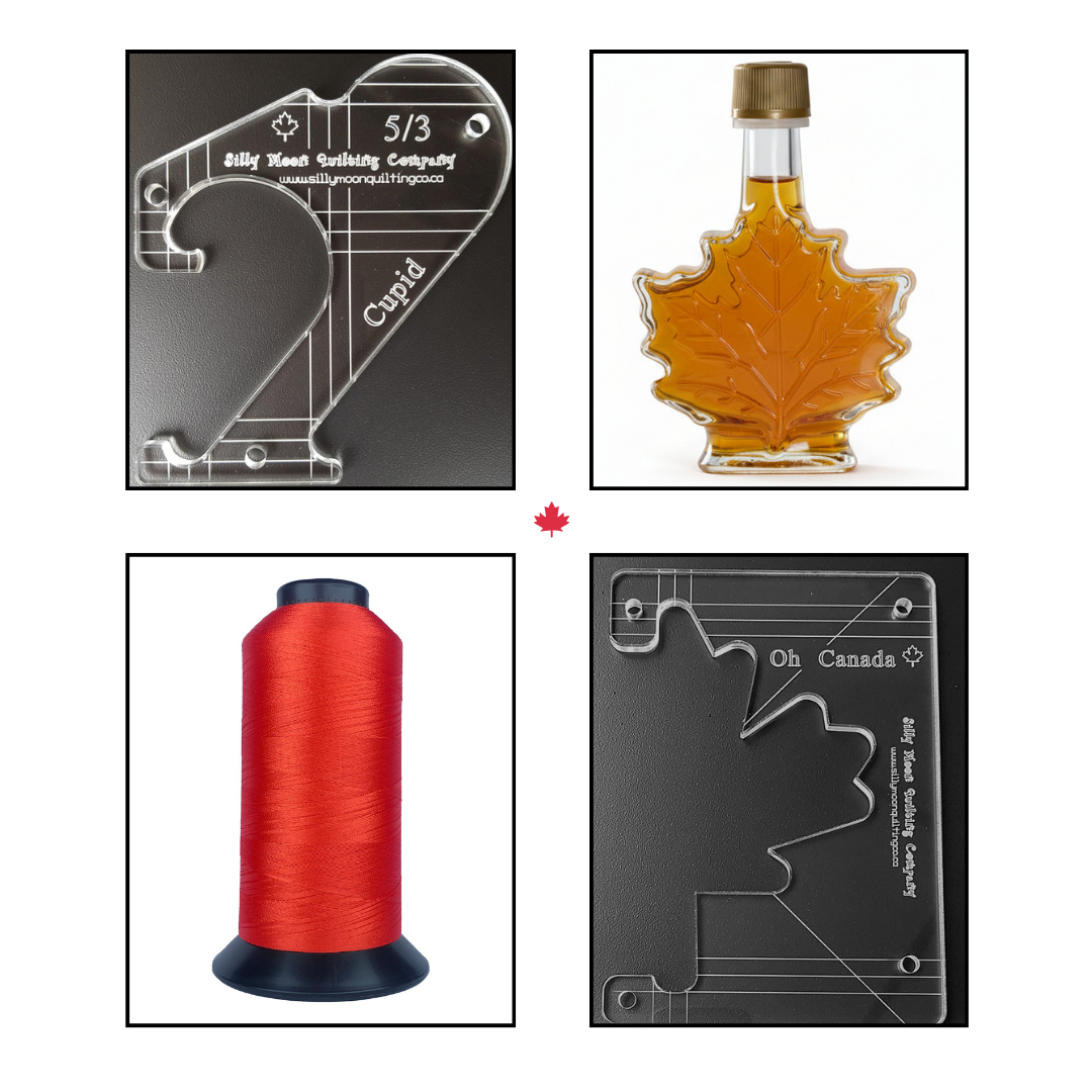 Strong & Free Signature Quilting Bundle – Maple Leaf Ruler Set + Canadian Thread & Maple Syrup
