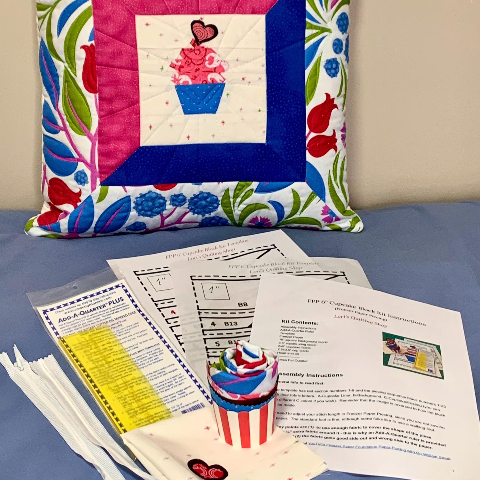 Quilt Your Own Cupcake: Pattern, Fabric, Ruler & zipper Included - Lori's Quilting Shop