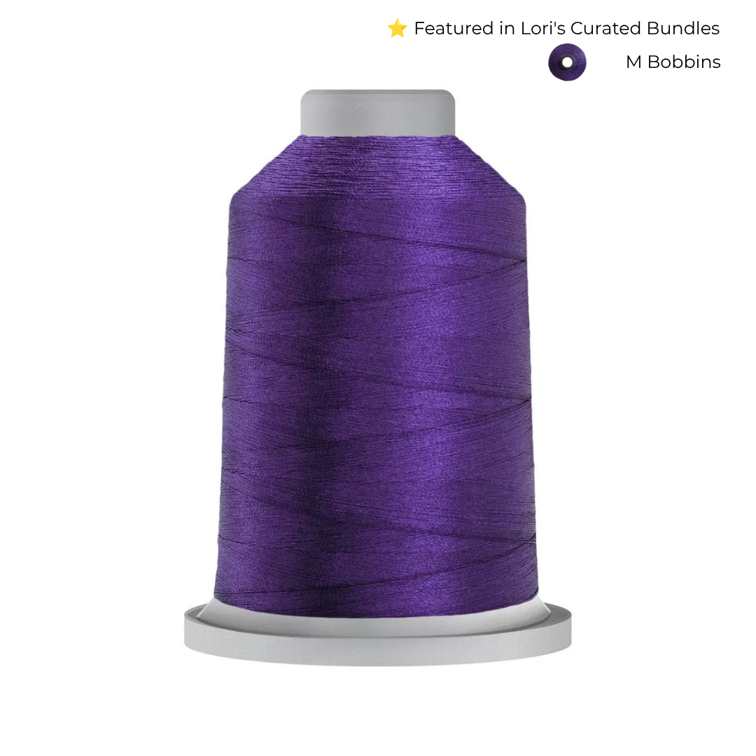 Glide 40 wt Raven (42607) 5000 m king cone trilobal polyester quilting thread.