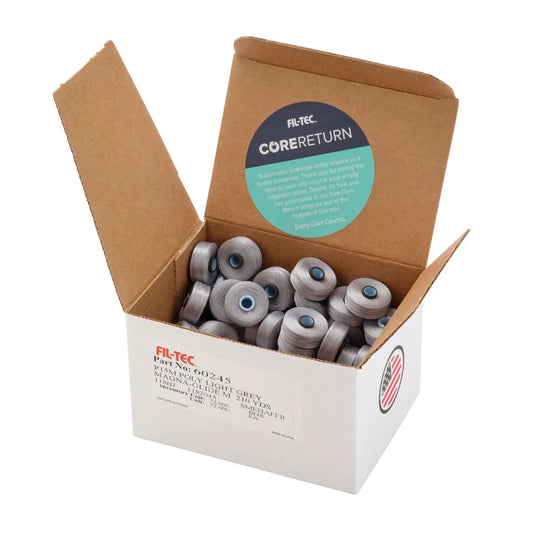 Magna-Glide Classic M - Box of 72 Bobbins Light Grey - 60245 - Lori's Quilting Shop