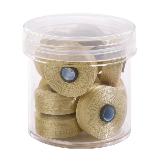 Magna-Glide Delights M - Jar of 10 Bobbins 24525 Khaki - Lori's Quilting Shop